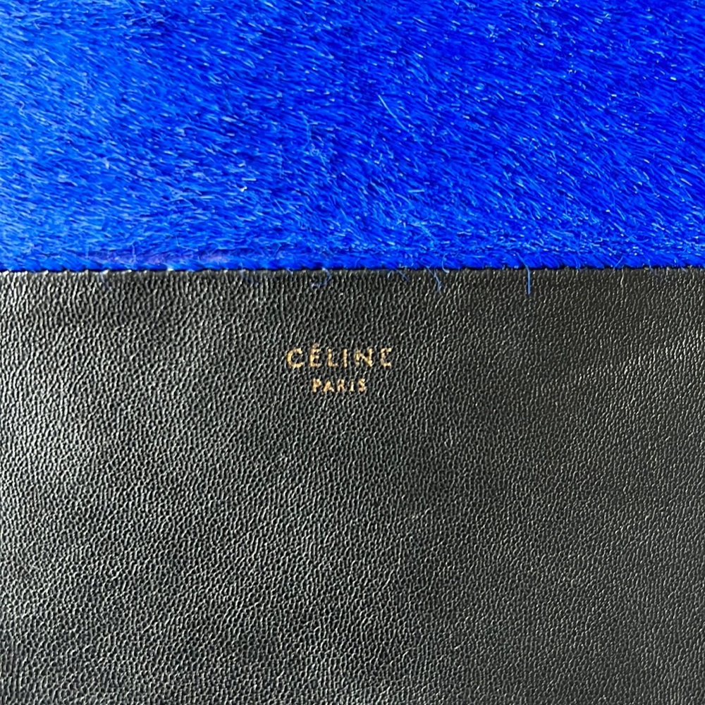 Celine Color-Block two tone clutch/ pouch in blue and black leather
